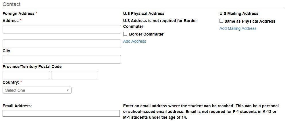 Contact Section on Contact and Program Information Page