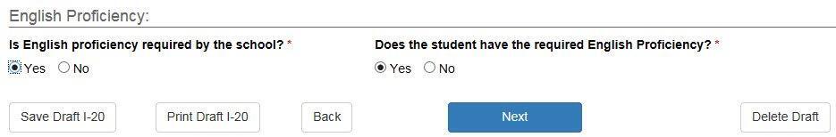 English proficiency option